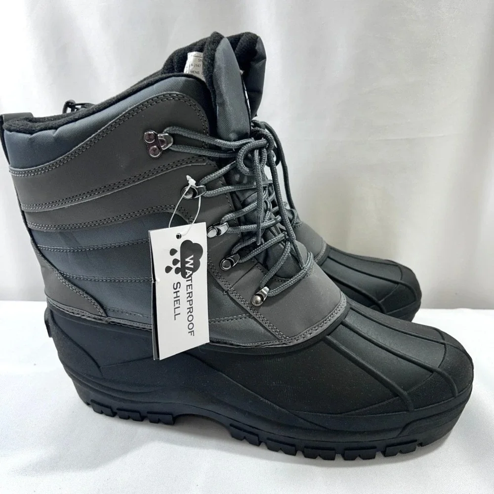 Akademiks Men's‎ Waterproof Snow Boots Black Duck Toe Size US 13 - No Box